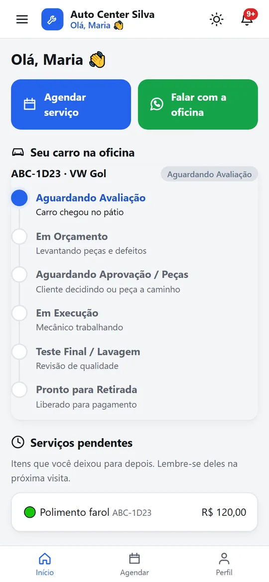 App do cliente acompanhando o carro