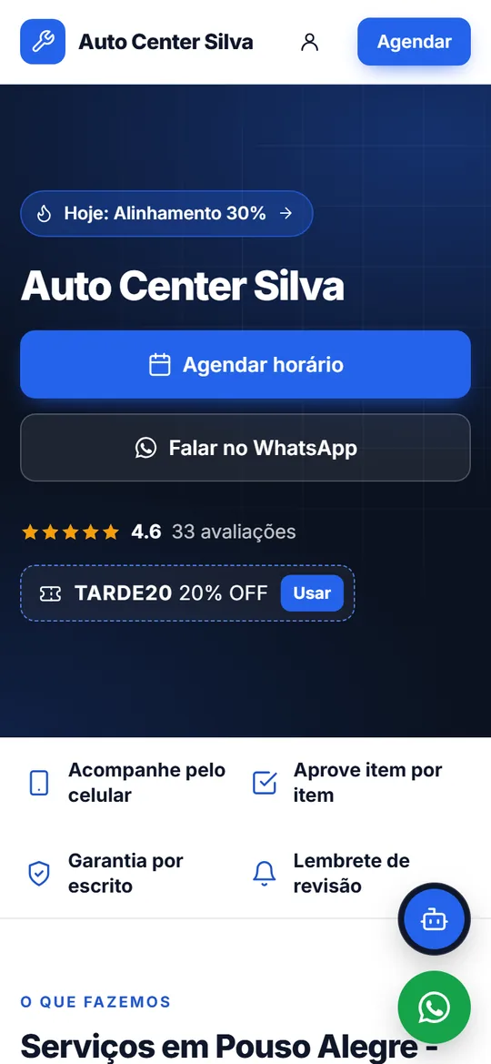 Site da oficina com agendamento